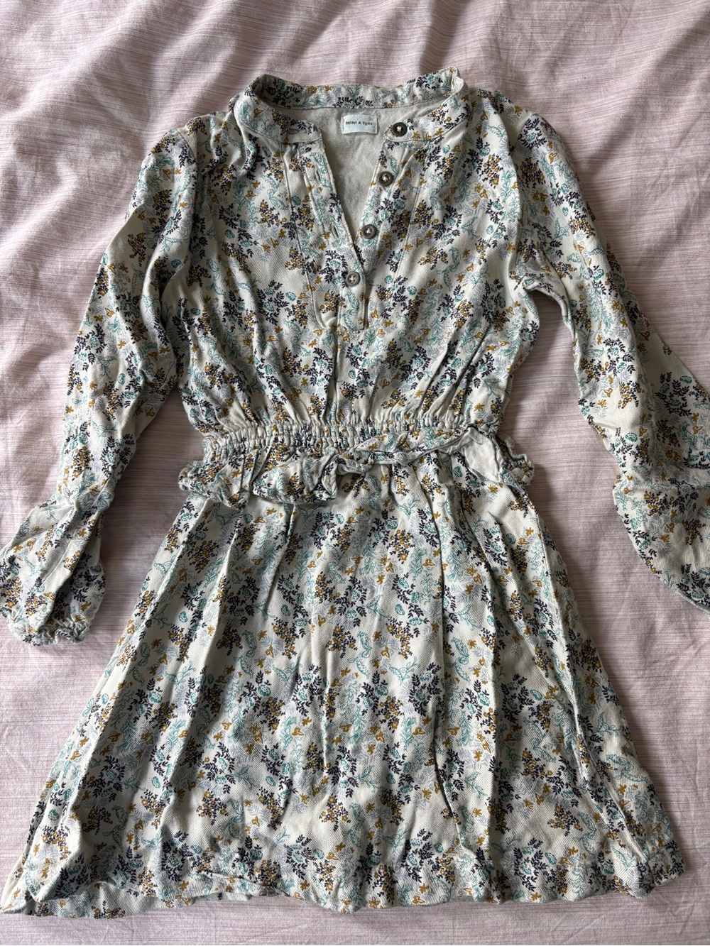 Mini A Ture - Floral Long Sleeve Dress - White, floral